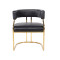 Commercial Dining Arm Chair Gold Stainless Base Black Textured Upholstery For Luxury Venues