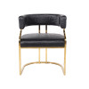 Commercial Dining Arm Chair Gold Stainless Base Black Textured Upholstery For Luxury Venues