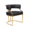 Commercial Dining Arm Chair Gold Stainless Base Black Textured Upholstery For Luxury Venues