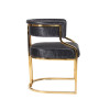 Commercial Dining Arm Chair Gold Stainless Base Black Textured Upholstery For Luxury Venues