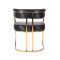 Commercial Dining Arm Chair Gold Stainless Base Black Textured Upholstery For Luxury Venues