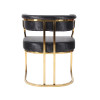 Commercial Dining Arm Chair Gold Stainless Base Black Textured Upholstery For Luxury Venues