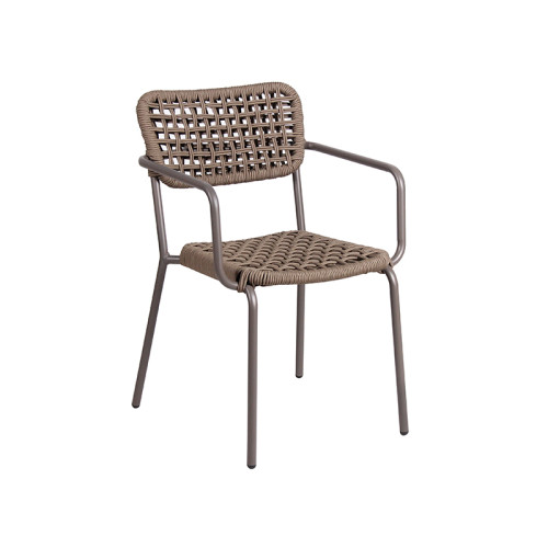 Stylish Outdoor Rope Weave Arm Chair Lightweight Aluminum Frame For Restaurant Terrace