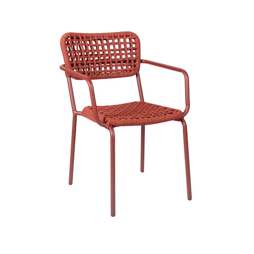 Stylish Outdoor Rope Weave Arm Chair Lightweight Aluminum Frame For Restaurant Terrace