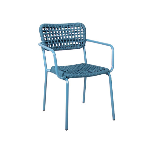 Stylish Outdoor Rope Weave Arm Chair Lightweight Aluminum Frame For Restaurant Terrace