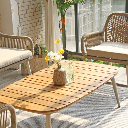 Contemporary Rope Outdoor Sofa Set Furniture With Cushions And Table