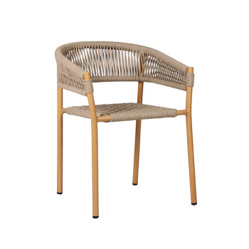 Durable Polyester Rope Weave Chair Teak Paint For Outside Dining