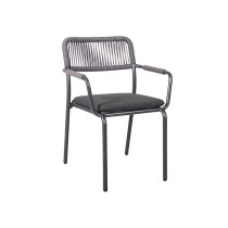 Breathable Rope Weave Chair With Soft Cushion Metal Legs For Outdoor Dining
