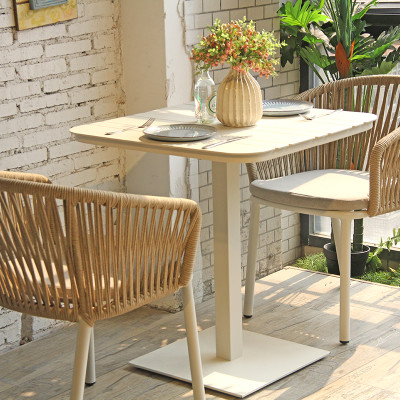 Lightweight Aluminum Table Rope Weaving Chair Outside Terrace Dining Furniture