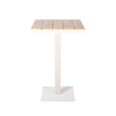 Outdoor Square 28 Inch White Metal Patio High Top Bistro Pub Dining Table