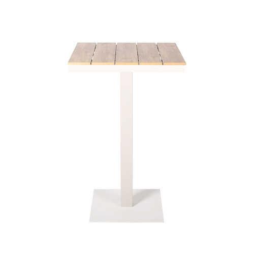 Outdoor Square 28 Inch White Metal Patio High Top Bistro Pub Dining Table