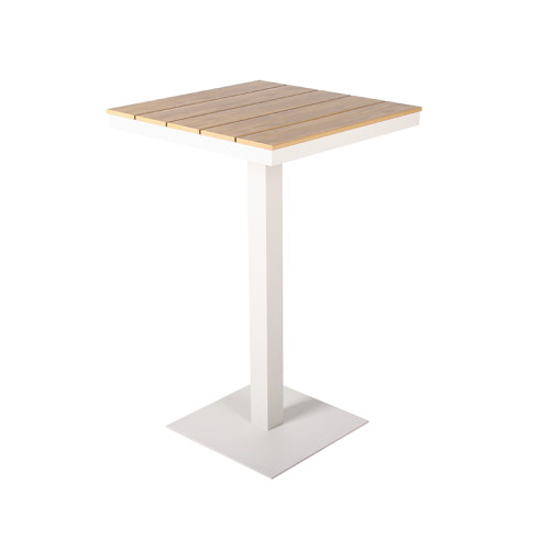 Outdoor Square 28 Inch White Metal Patio High Top Bistro Pub Dining Table