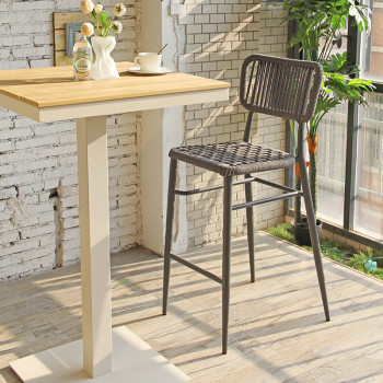 Outdoor Square 28 Inch White Metal Patio High Top Bistro Pub Dining Table