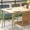 Outdoor Dining Set Teak Wood Top Table Hand Weaving Rope Chairs For Patio