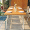 Outdoor Dining Set Teak Wood Top Table Hand Weaving Rope Chairs For Patio
