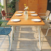 Outdoor Dining Set Teak Wood Top Table Hand Weaving Rope Chairs For Patio