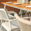 Rustic Garden Chair Table Set Teak Wood Table Woven Rope Chairs With Cushion