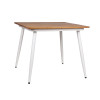 Weather Resistant Outdoor Dining Square Table Metal Frame Teakwood Top