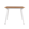 Weather Resistant Outdoor Dining Square Table Metal Frame Teakwood Top