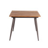 Weather Resistant Outdoor Dining Square Table Metal Frame Teakwood Top