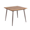 Weather Resistant Outdoor Dining Square Table Metal Frame Teakwood Top