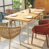 Villa Courtyard Outdoor Furniture Set Braided Rope Chairs Wood Dining Table