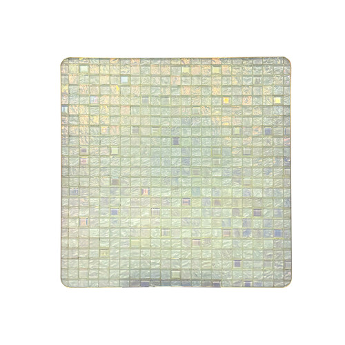 Elegant Golden Mosaic Square Table Top With Metal Stand For Patio Balcony Cafe Use
