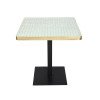Elegant Golden Mosaic Square Table Top With Metal Stand For Patio Balcony Cafe Use