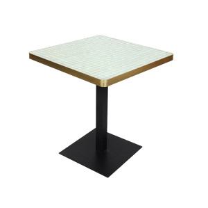 Elegant Golden Mosaic Square Table Top With Metal Stand For Patio Balcony Cafe Use