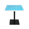 Contemporary Blue Square Mosaic Table Top Outdoor Bistro Dining Furniture With Iron Base