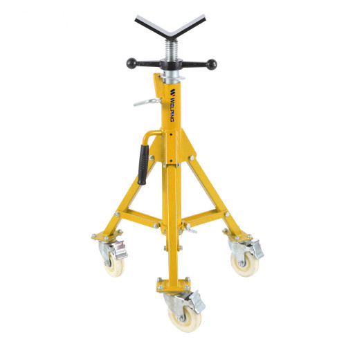 Foldable Pipe Jack Stand with V Head and Casters for Pipe Supporting