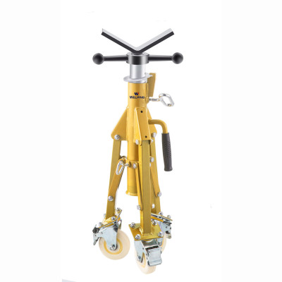 Foldable Pipe Jack Stand with V Head and Casters for Pipe Supporting
