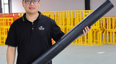 Various pipe forms after welding by heat fusion butt welding machine