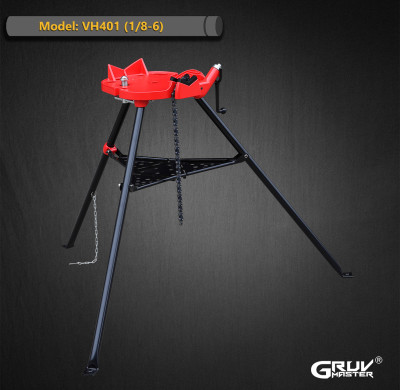 VH401 Tri-Stand Chain Vise Pipe Stand for Pipe Threading Cutting and Fabrication 1/8"–6"