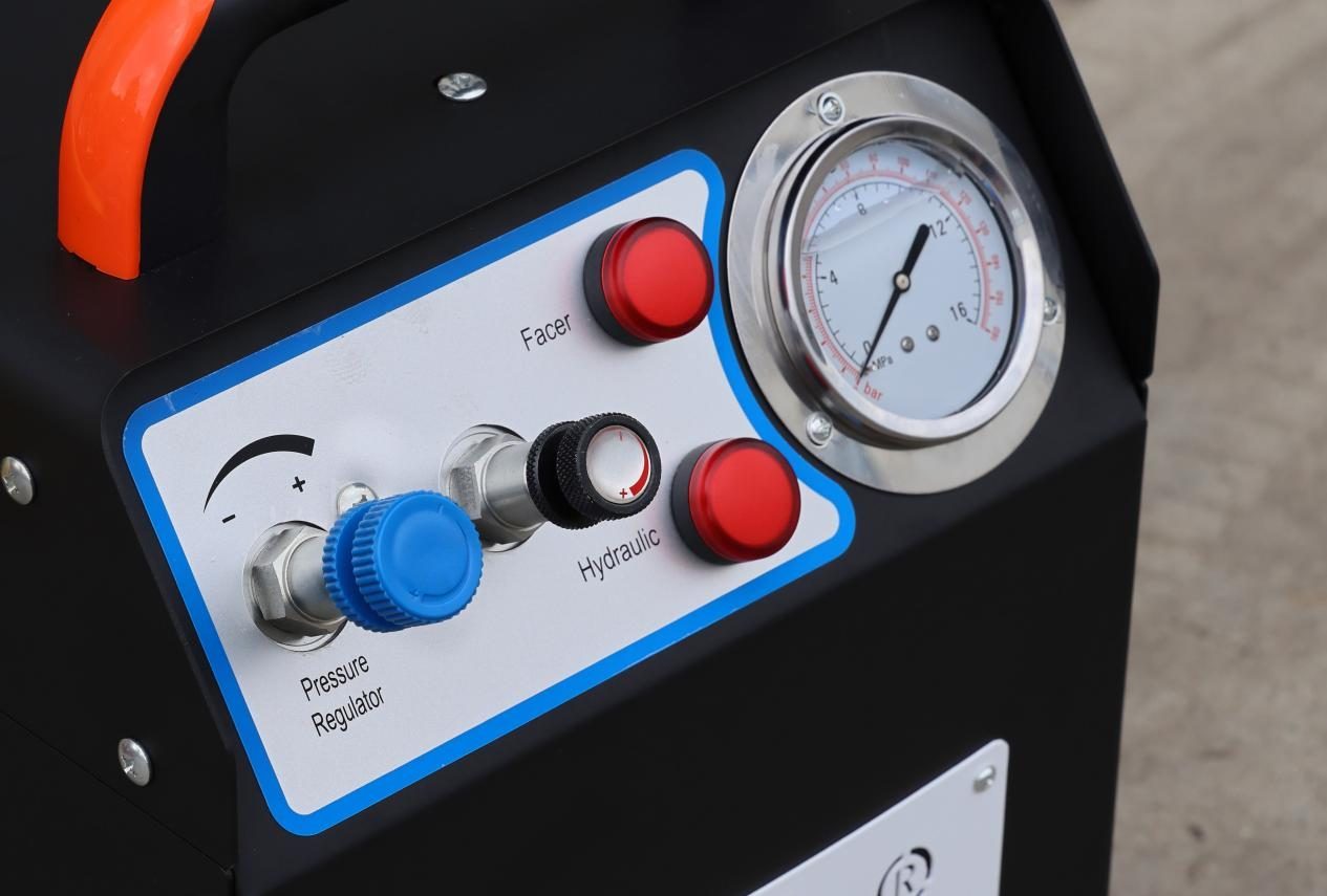 A-max butt welder hydraulic station controls and pressure gauge