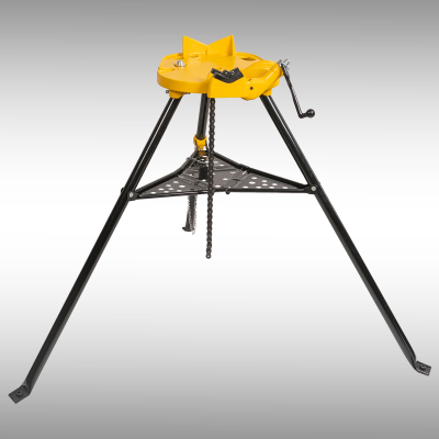 H401 Pipe Tri Stand – Chain Vise for 1/8"-6" Pipes, Threading & Cutting Tool