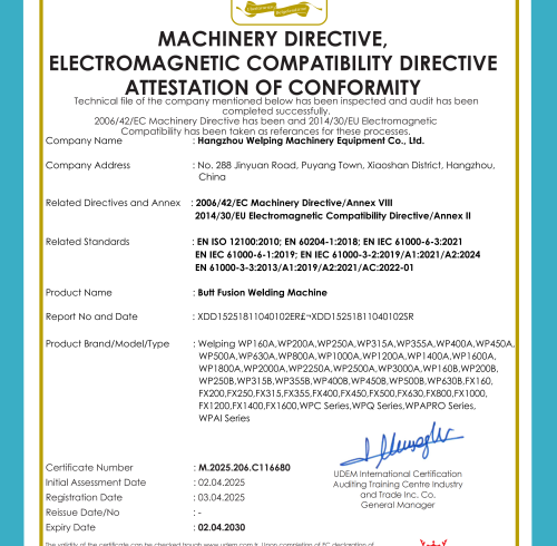 CE for Butt Fusion Welding Machine