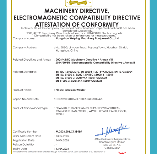CE for Plastic Extrusion Welder