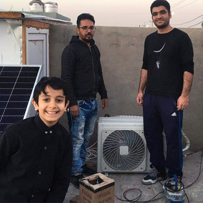 Acondicionador de aire solar híbrido Solarker instalado en la ciudad de Erbil en Irak a menos de 58 grados.