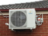Hybrid ACDC solar air conditioner installation