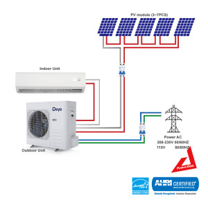 US R32 -20 °F EVI Heat Pump Hybrid ACDC mini split solar heat pump air conditioner 24000Btu