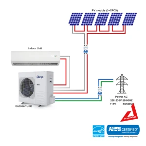 US R32 -20 °F EVI Heat Pump Hybrid ACDC mini split solar heat pump air conditioner 24000Btu