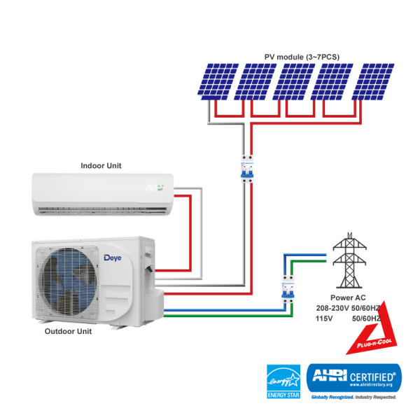 USA R32 12K Hybrid ACDC mini Split Solar Air Conditioner Air Source Heat Pump