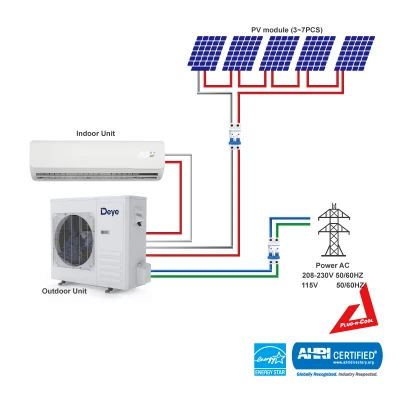 US R32 Off Grid ACDC mini heat pump split 24K Hybrid solar air conditioner