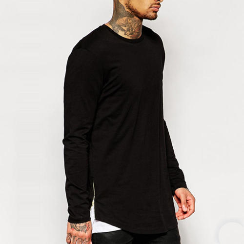 Men T-shirt Long Sleeve Zip Side Curve Hem Latest Design