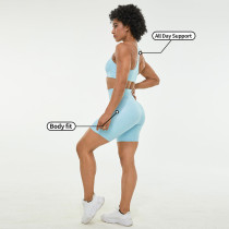 Custom High Stretch Print Fabric Fitness Yoga Shorts Set Activewear For Women