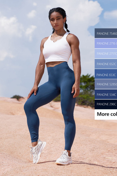 High Waisted Workout Leggings Solid Color Hip Lift Design China Sportswear Manufacturer