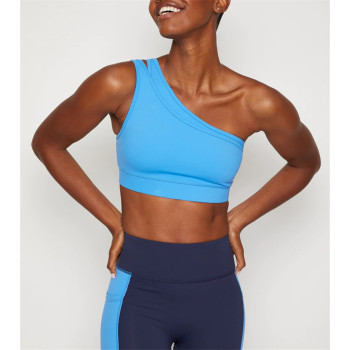 Trendy Design High Quality Plus Size Sports Bra Removable Padded Gym Women One Shoulder Sports Bra