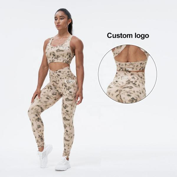 Wholesale Custom Butt Lift Workout Nylon Athletic Matching Gym Fitness Sets Women Yoga Leggings Sets
