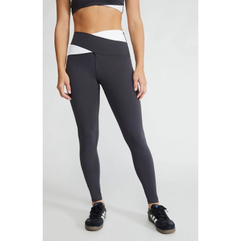 High Waist Crossover Yoga Leggings Color Block Full Length Tights With Back Zipper Pockets